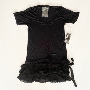Black Tee Shirt Ruffle Dress